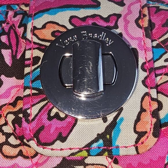 Vera Bradley Floral turnlock dZip Wallet - Pink Holds Your Life & Secrets RDIF - Picture 2 of 9